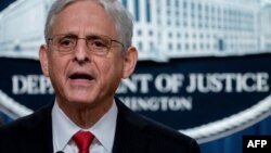 Jaksa Agung AS, Merrick Garland berbicara dalam konferensi pers di Washington, DC (3/10). 