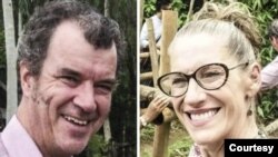 Pasangan suami-istri, Matt O’Kane dan Christa Avery dari Australia yang sempat dikenai tahanan rumah di Myanmar. Keduanya dibebaskan pada Minggu, 4 April 2021.