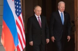 President Joe Biden and Russian President Vladimir Putin, arrive to meet at the 'Villa la Grange', June 16, 2021, in Geneva, Switzerland.