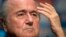 FIFA President Sepp Blatter talks about the organization and infrastructure of the upcoming World Cup during a press conference in Sao Paulo, Brazil, June 5, 2014.