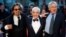 Director Martin Scorsese and cast members Al Pacino and Robert De Niro pose as they arrive for the screening of "The Irishman" during the 2019 BFI London Film Festival at the Odeon Luxe Leicester Square in London, Britain October 13, 2019.