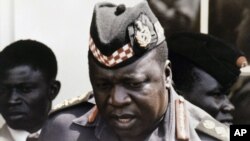 L'ex-dictateur ougandais Idi Amin Dada à Kampala, en juillet 1975. (AP Photo)