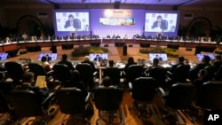 FILE - Board of Governors of the Asian Development Bank, Asia's premier lending institution, attend the final business session of the 51st ADB annual governor's meeting, May 5, 2018 in suburban Mandaluyong city, northeast of Manila, Philippines. 