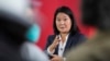 ARCHIVO - La candidata presidencial Keiko Fujimori habla en una conferencia de prensa en Lima, Perú, el 12 de junio de 2021. Un juez prohibió a Keiko Fujimori salir de Perú este 31 de mayo de 2024, debido a una investigación en curso por lavado de dinero.