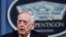 Bộ trưởng Quốc phòng Jim Mattis trong cuộc họp báo tại Ngũ Giác Dài ngày thứ Ba 11/3/2017