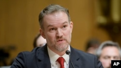 Jamieson Greer, President Donald Trump's nominee to be U.S. trade representative, appears before the Senate Finance Committee on Capitol Hill on Feb. 6, 2025, in Washington.