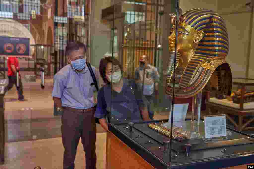 After 100 days of closure, the Egyptian Museum in Cairo re-opens to visitors, July 1, 2020. Local news reports an average of $1 billion tourism revenue has been lost in three months of lockdown. (Hamada Elrasam/VOA)