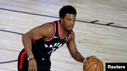 Kyle Lowry des Toronto Raptors lors d'un match contre les Boston Celtics, USA, le 3 septembre 2020.
