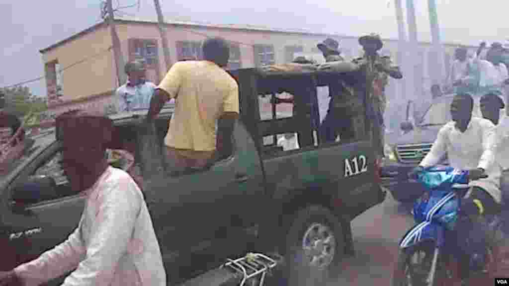 Carravan of vehicles escorting Manjo Hamza Al-Mustapha as he arrives in Kano.