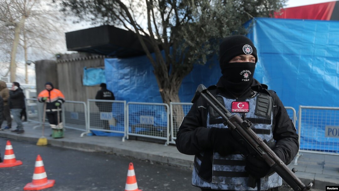 FILE - Turkish police stand guard outside the Reina nightclub by the Bosphorus, which was attacked by a gunman, in Istanbul, Turkey, Jan. 1, 2017. 