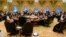 Heads of States of the Gulf Cooperation Council sit at a round table in Bayan Palace for the opening session of the 34th GCC Summit hosted by Kuwait, Dec. 10, 2013. 