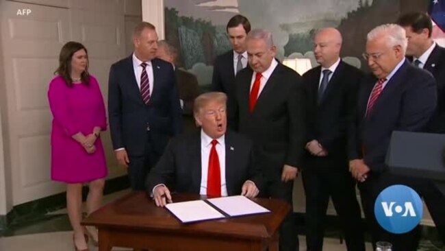 Prezida Trump Yasinye Itegeko Ryemeza ko Imisozi ya Golan Yegukiye Isirayeli