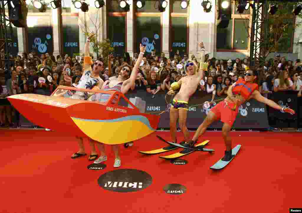 Vancouver-based rock band Marianas Trench arrive at the MuchMusic Video Awards (MMVAs) in Toronto, Canada, June 21, 2015.