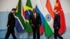 South Africa's President Cyril Ramaphosa, China's President Xi Jinping and Russia's President Vladimir Putin, at the BRICS summit meeting in Johannesburg, South Africa, July 26, 2018. (Gianluigi Guercia/Reuters)