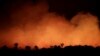 Smoke billows during a fire in an area of the Amazon rainforest on August 17, 2019. 