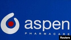 FILE PHOTO: An Aspen Pharmacare logo is seen at outside company offices in Woodmead. Taken March 9, 2022