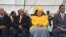 FILE - Newly-appointed Lesotho prime Minister Thomas Thabane (L), his wife Maesaiah Thabane and Zambian President Edgar Lungu (R) attend Thabane's inauguration on June 16, 2017 in Maseru.
