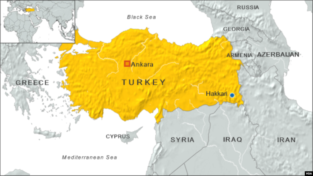 Peta wilayah Turki dan letak propinsi Hakkari.