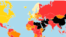 无国界记者组织公布的2020年世界新闻自由状况示意图。