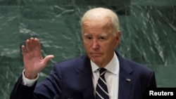 Presiden AS Joe Biden saat menyampaikan pidato terakhirnya Selasa (24/9), kepada ratusan pemimpin dunia, di Sidang Majelis Umum Perserikatan Bangsa-Bangsa. 