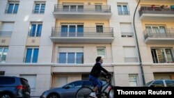 A view shows the apartment building where Rwanda genocide suspect Felicien Kabuga was arrested in Asnieres-sur-Seine.