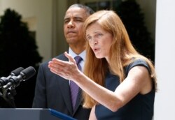 Samantha Power, nominated to be the new U.S. Ambassador to the United Nations speaks about her appointment after President Barack Obama made his announcement in the Rose Garden, June 5, 2013.