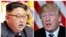 FILE - A combination photo shows North Korean leader Kim Jong Un in Pyongyang, North Korea, and U.S. President Donald Trump in Palm Beach, Fla.