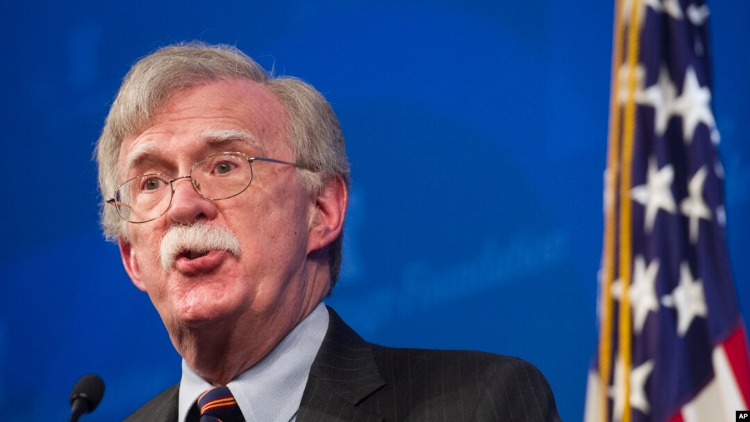 Penasihat Keamanan Nasional AS John Bolton saat memaparkan strategi Pemerintahan Trump di Afrika, dalam acara di Heritage Foundation di Washington, 13 Desember 2018.
