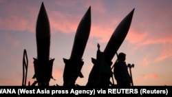 (FILE) Iranian missiles are displayed at the Islamic Revolutionary Guard Corps (IRGC) Aerospace Force Museum in Tehran, Iran, November 15, 2024. 