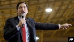 Republican presidential candidate Sen. Marco Rubio, R-Fla., speaks to supporters at a campaign rally, March 1, 2016.