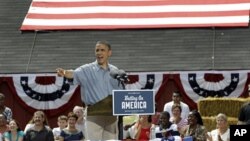 President Barack Obama speaks at the Wolcott House Museum in Maumee, Ohio, July 5, 2012. 