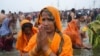 Hindu devotees pray during the Maha Kumbh festival in Prayagraj, India, Jan. 29, 2025.