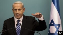 Israeli Prime Minister Benjamin Netanyahu speaks during press conference Oct. 9, 2012