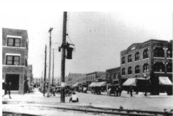 Busy Greenwood Avenue in Tulsa’s African American commercial district before the riot. (Courtesy Don Ross)