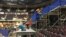FILE - Workers prepare a camera platform inside Quicken Loans Arena in preparation for the Republican National Convention in Cleveland, June 28, 2016.