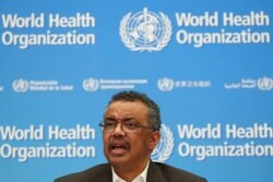 FILE - Director-General of the World Health Organization (WHO) Tedros Adhanom Ghebreyesus speaks during a news conference after a meeting of the Emergency Committee on the novel coronavirus (2019-nCoV) in Geneva, Jan. 30, 2020.