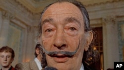 FILE - Spanish surrealist painter Salvador Dali is pictured at an exhibition in Paris, May 21, 1973.