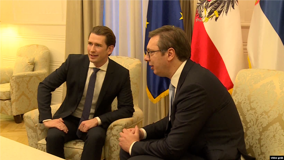 Ausitrijski kancelar Sebastijan Kurc i predsednik Srbije Aleksandar Vučić tokom susreta u Beogradu, 5. novembra 2018.