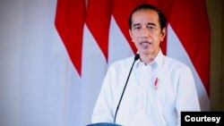 Presiden Jokowi Dalam telekonferensi pers di Istana Kepresidenan Bogor, Kamis, 22 April 2021 memastikan pemerintah kerahkan segala kekuatan untuk temukan KRI Nanggala 402 (biro pers).