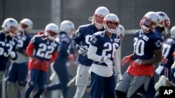 Los Patriots de Nueva Inglaterra durante uno de sus entrenamientos de cara a su participación este domingo 5 de febrero en el Super Bowl.