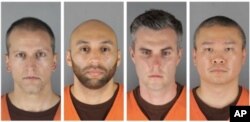 Los policías implicados en la muerte de George Floyd, de izquierda a derecha, Derek Chauvin, Alexander Kueng, Thomas Lane y Tou Thao.