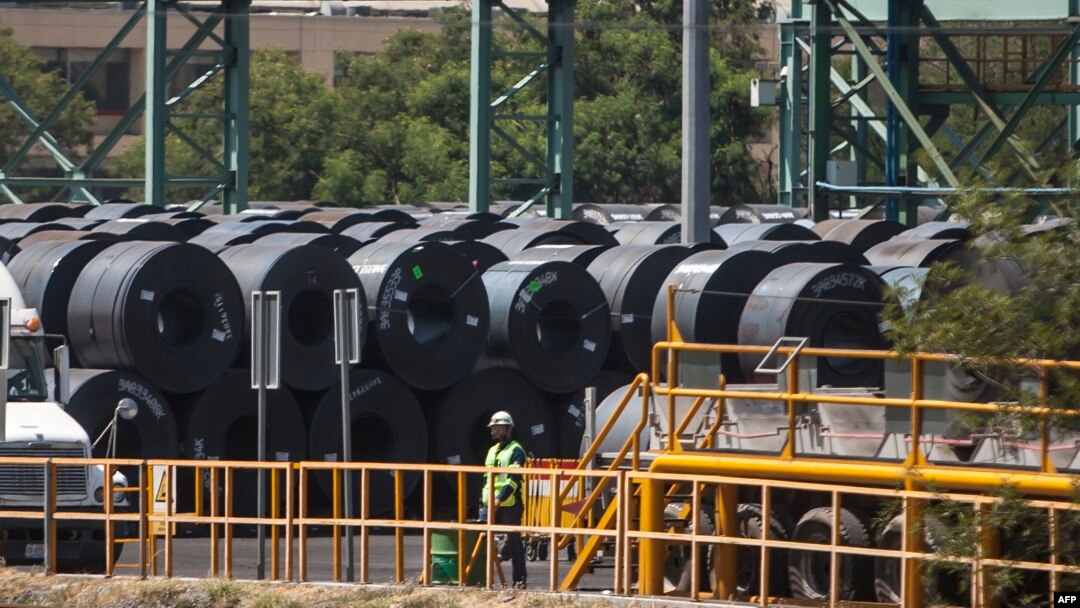 FILE - A worker is pictured at a steel plant in Monterrey, Mexico, Aug. 27, 2018.