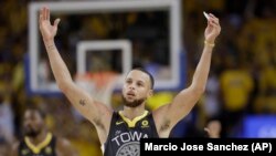 Stephen Curry des Golden State Warriors, Oakland, Californie, le 3 juin 2018.