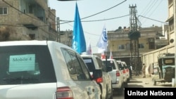 Un convoi de Nations unies dans la Ghouta, Syrie, le 6 mars 2018.