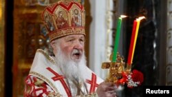 Patriarch of Moscow and All Russia Kirill conducts the Orthodox Easter service at the Christ the Savior Cathedral in Moscow, Russia, May 1, 2016. 