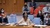 U.S. Ambassador Linda Thomas-Greenfield addresses the United Nations Security Council regarding the situation in Afghanistan at the United Nations in New York City, Aug. 16, 2021.