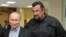 Russia -- President Vladimir Putin and American action movie actor Steven Seagal visit a newly-built sports complex of Sambo-70 prominent wrestling school in Moscow, March 13, 2013