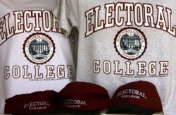 FILE - Sportswear bearing the name of a college that doesn't exist, the Electoral College, are photographed in Glenburn, Maine, Oct. 28, 2008. (AP)