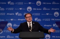 FILE - Todd Starnes of Fox News speaks at the 2018 Values Voter Summit in Washington, Sept. 22, 2018.