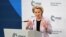 FILE - European Commission President Ursula von der Leyen delivers her speech during the 61st Munich Security Conference (MSC) in Munich, southern Germany, on Feb. 14, 2025. 